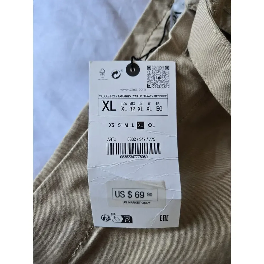 Zara Washed Twill Pants Light Whiskey Old Money Coastal Oversized Quiet Luxury - Picture 5 of 10